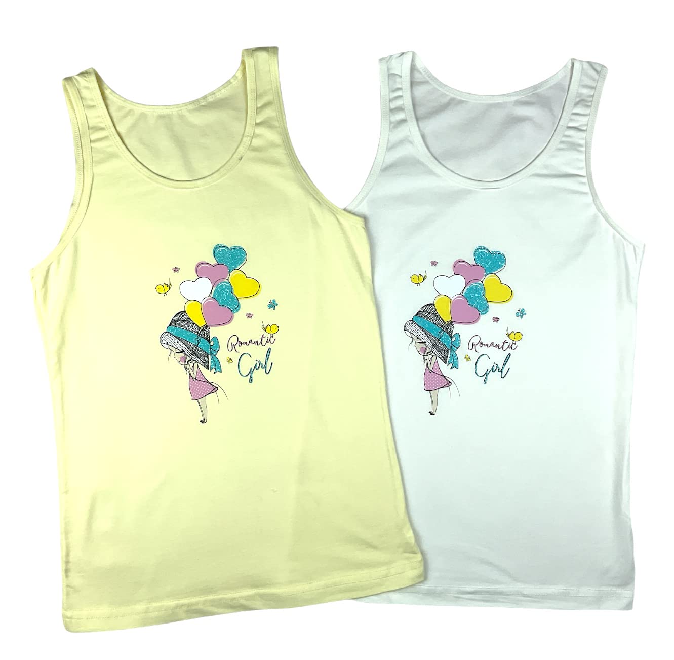 LOREZA ® 5 girls' cotton undershirts tank tops - sizes 92-170