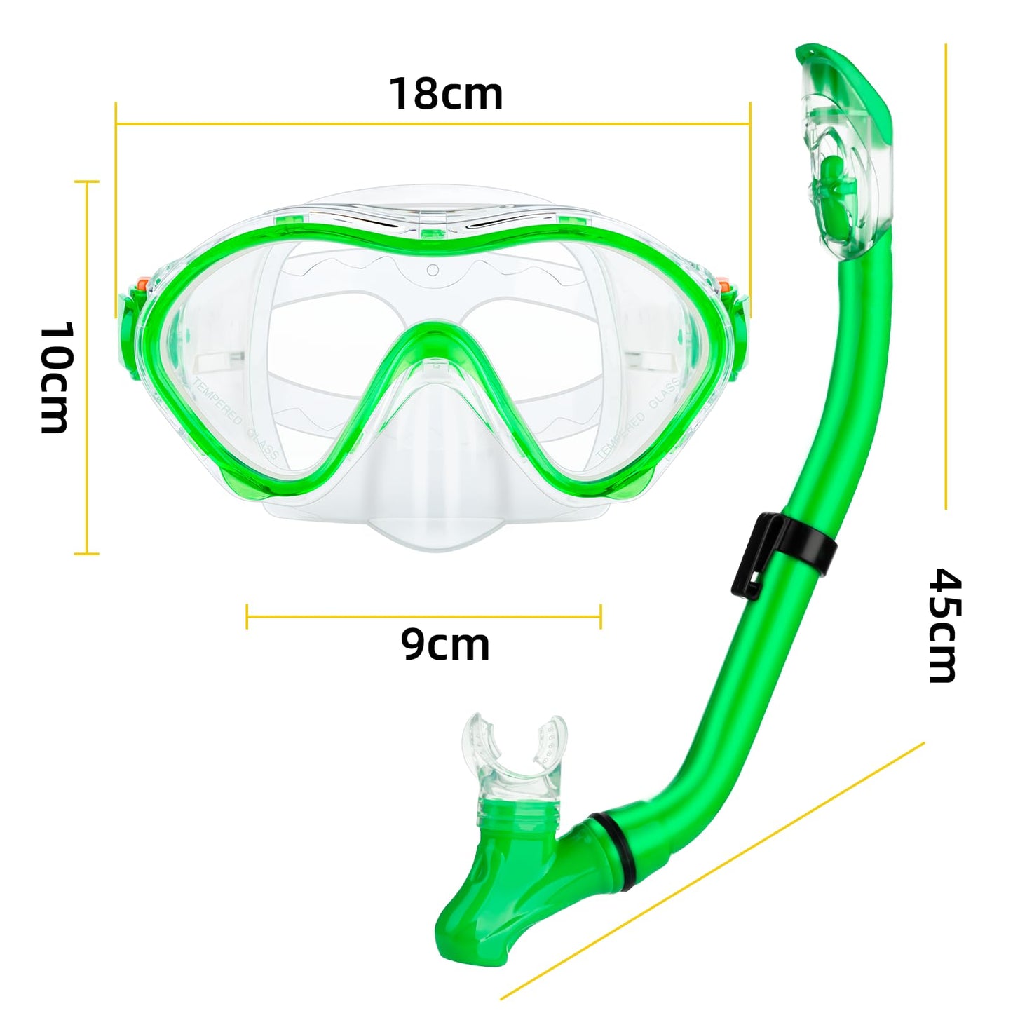 Schnorchelset für Kinder,Taucherbrille und Trocken Schnorchel,Taucherbrille Kinder mit Leichtes Atmen Dry Schnorchel, Panorama-Weitblick Tauchmaske Schnorchelmaske Tauchen Set