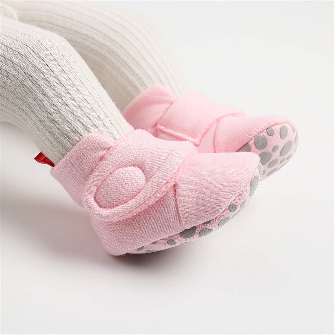 Edoton Infant Boys Girls Warm Slippers Winter White Cute Soft Cotton Unisex Non-Slip Baby Shoes for Christmas First Birthday Gift.