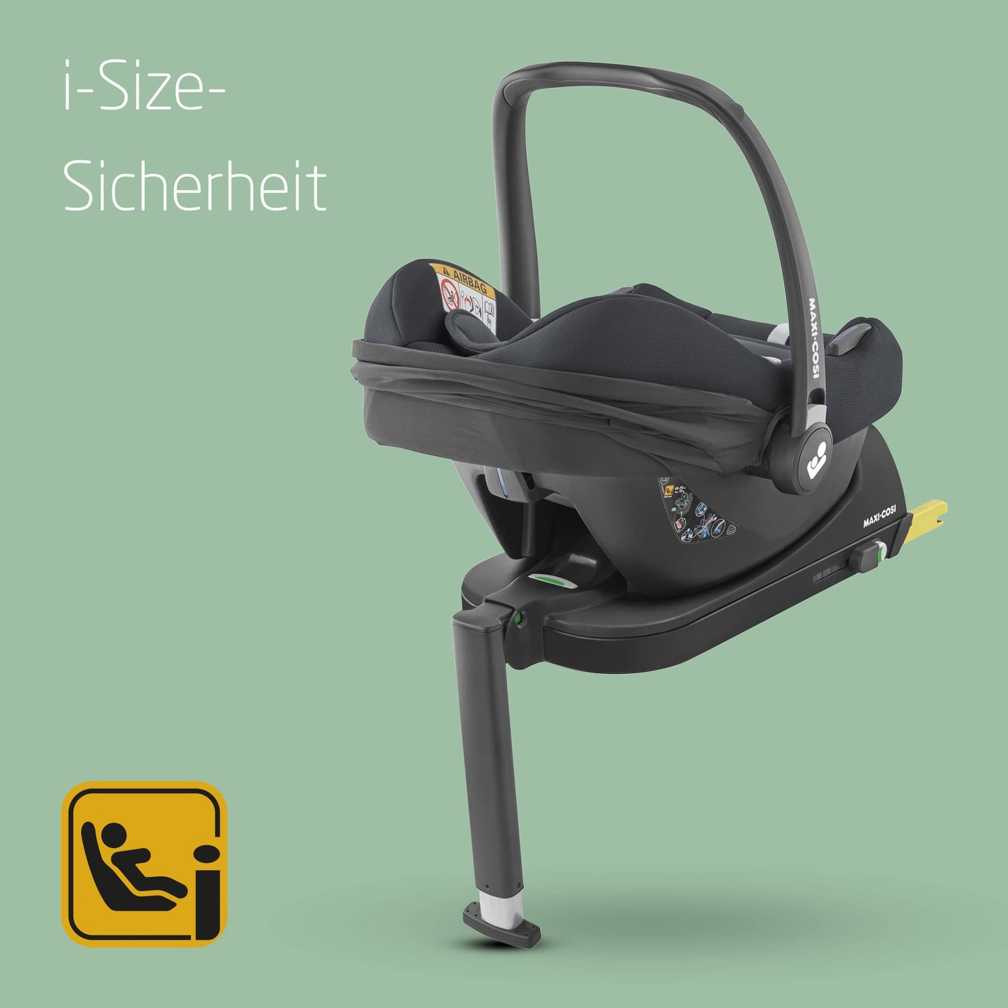Maxi-Cosi CabrioFix i-Size, Babyschale, 0–12 Monate, max. 12 kg, leichter i-Size Kindersitz (3,2 kg), Sonnenverdeck, gepolsterter Sitz, für viele Maxi-Cosi Kinderwagen, Essential Green - Meloni2
