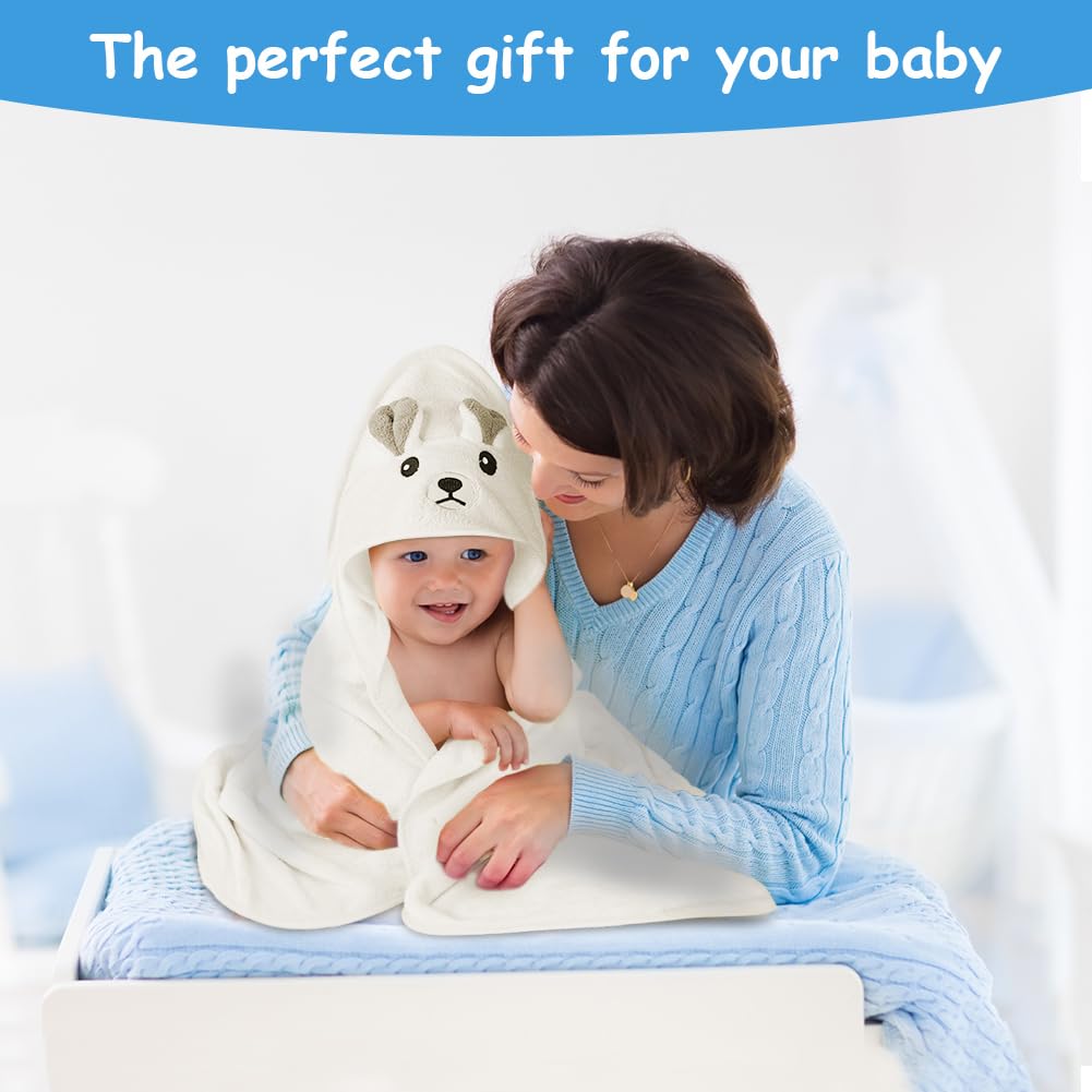 Aolso Hooded Towel Baby, 80 x 80 cm Baby Towel Hood, Baby Wash Cloth, Coral Fleece Baby Towel with Hood for Newborns, Soft and Super Absorbent, Unisex (Grey Elephant)