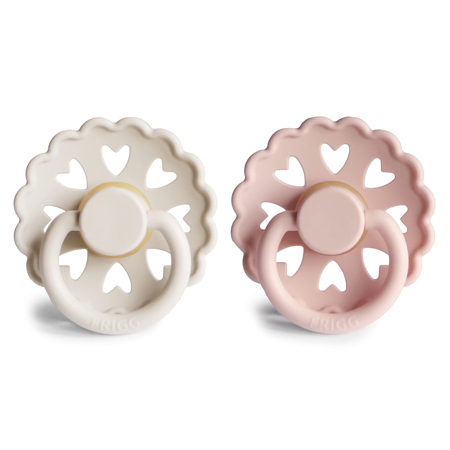 FRIGG Fairytale Schnuller 2 Packung | Latex Schnuller | BPA-Frei | Hergestellt in Dänemark | Symmetrischer Sauger in Kirschform (Twilight Mauve/Primrose, Größe 1 (0-6 Monate))