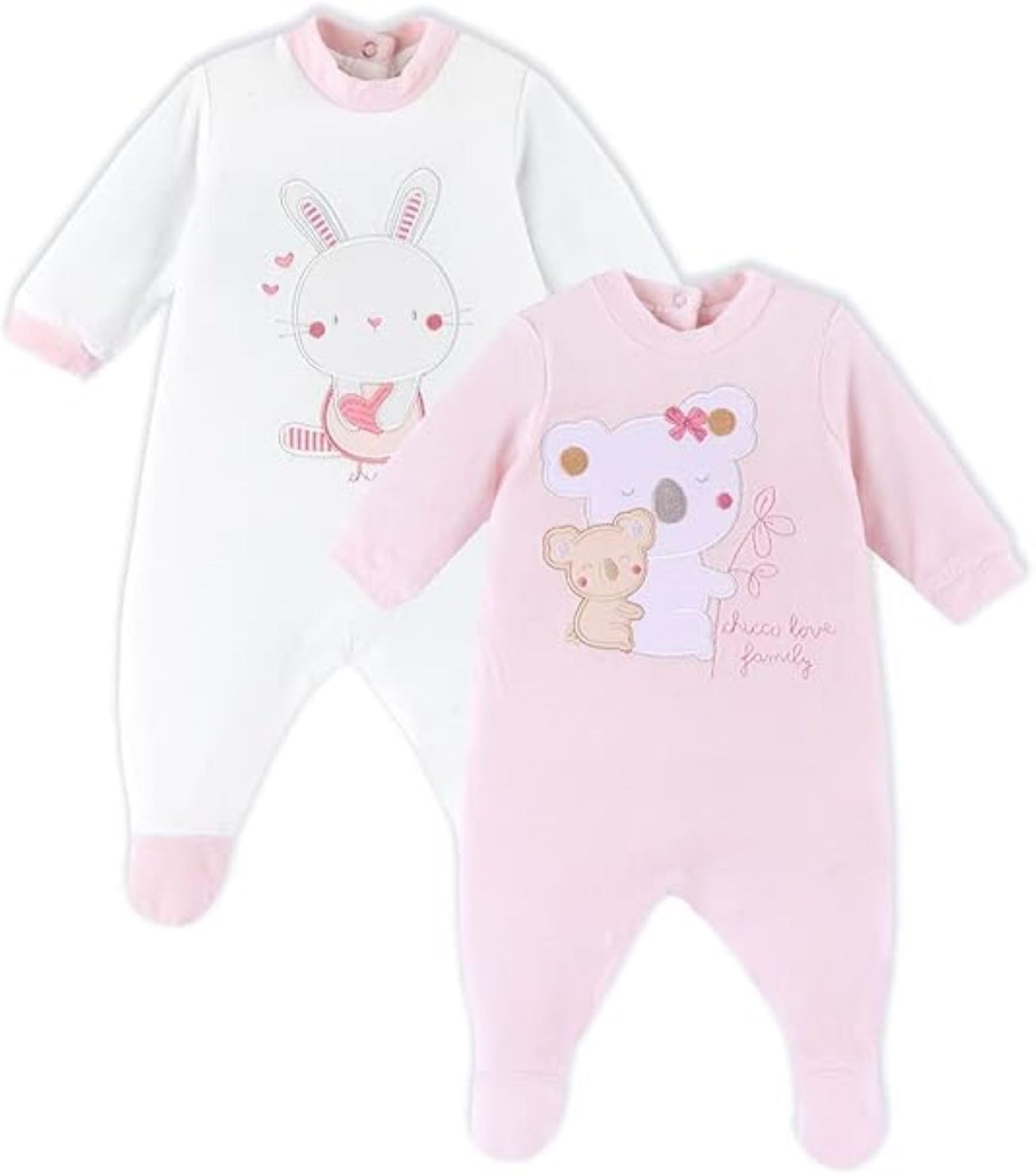 Chicco Unisex Baby Set of Chenille Rompers with Foot Winter Pajamas