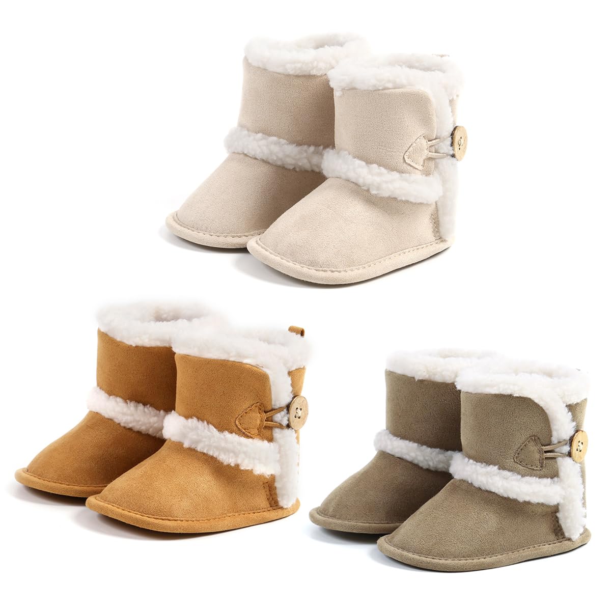 Baby Winter Warm Snow Boots Newborn Baby Girls Boys Soft Sole Buttons Fleece Boots Infant Toddler First Walker Shoes