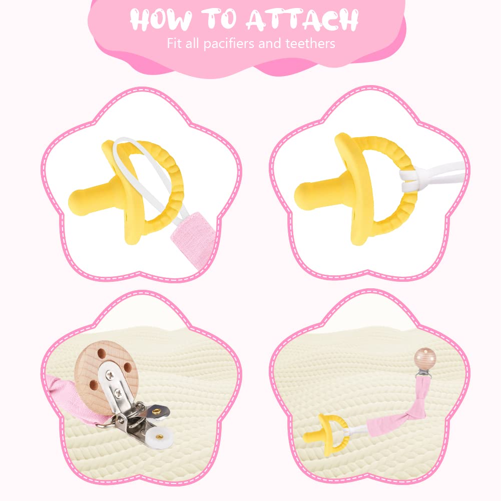 Vicloon Schnullerkette Baumwolle,3 Stück Schnullerkette Baby for Mädchen und Jungs,Baby Schnullerkette Clip Geschenk zum Baby -Bär