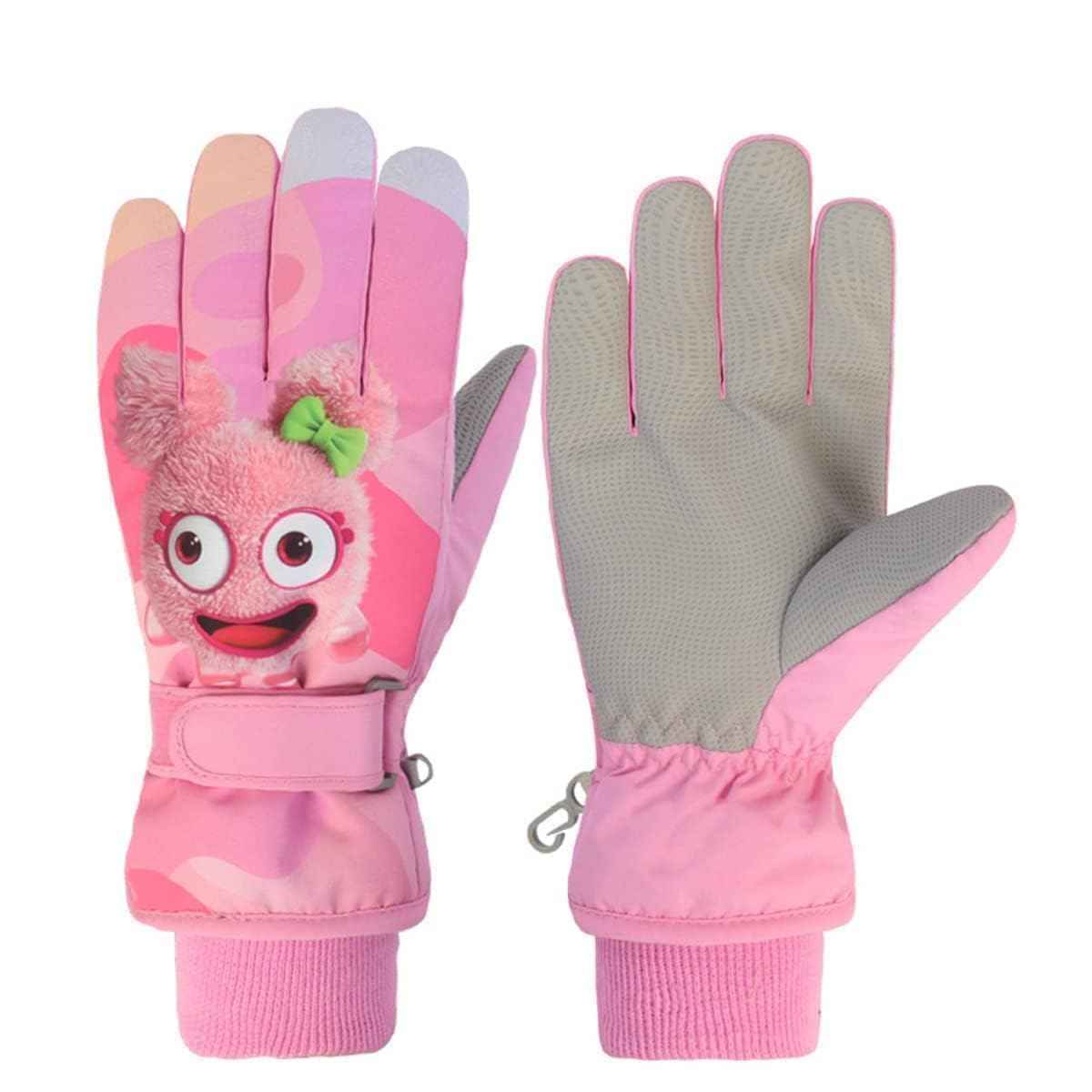 FAYHIJUN Children's Winter Snow Gloves Ski Gloves for 1-13 Years Girls Boys PU Palm Waterproof Windproof Warm Fleece Winter Gloves Cycling Gloves