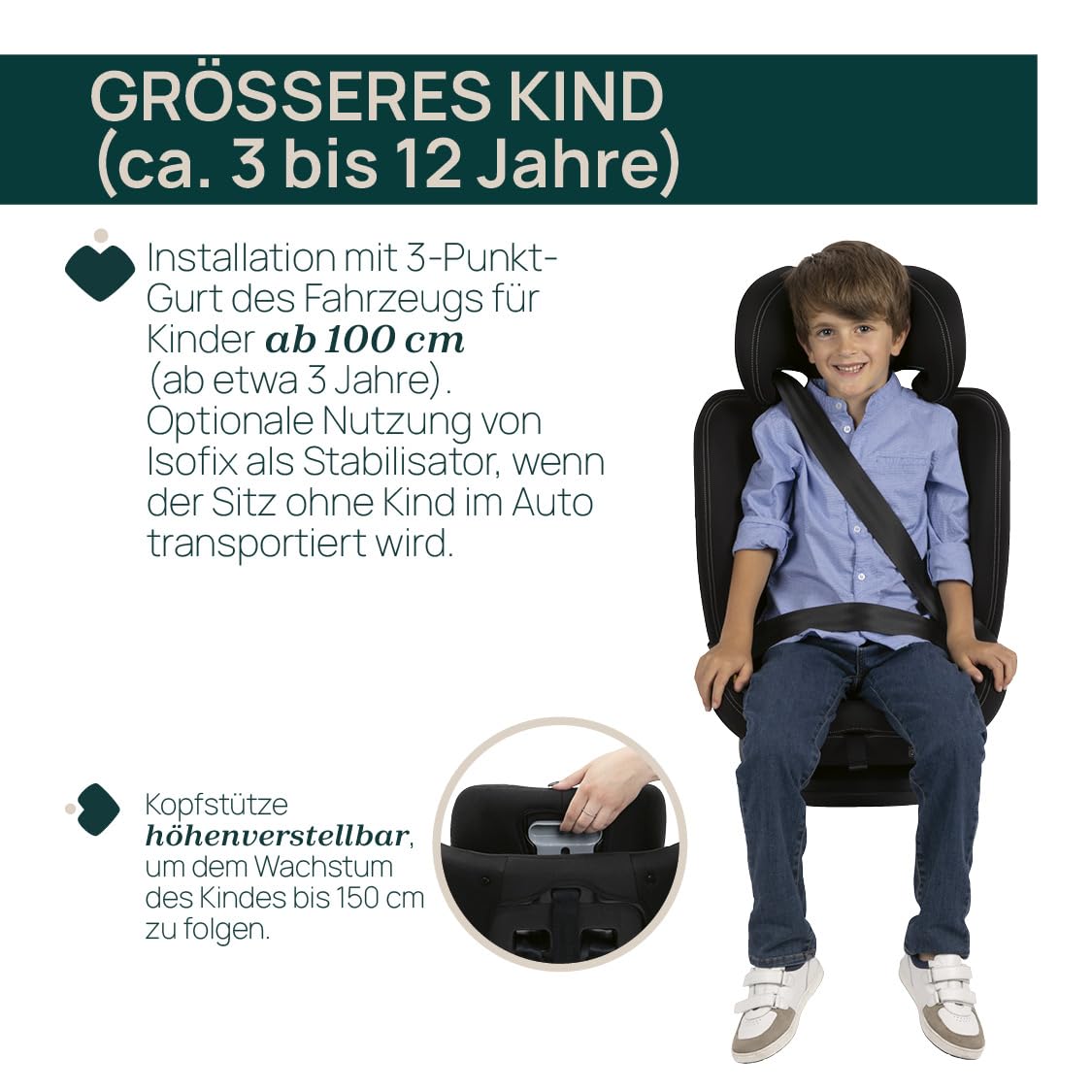 Chicco Unico Evo I-Size, Kindersitz 0-36 Kg, für Kinder von 40 bis 150 cm, homologiert ECE R129/03, Isofix 360° drehbar und neigbar, Gruppe 0+/1/2/3 von 0 bis 12 Jahren, Schwarz - Meloni2