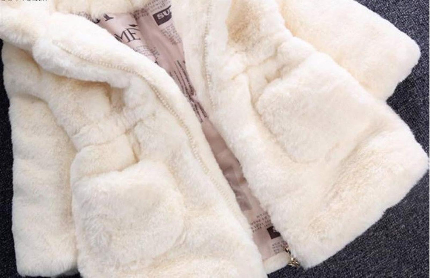 Angel ZYJ Girls' Fur Coat Winter Jacket Faux Fur Jacket Baby Girls Autumn Winter Coat Warm Jacket with Hood Wool Coat Hooded Jacket