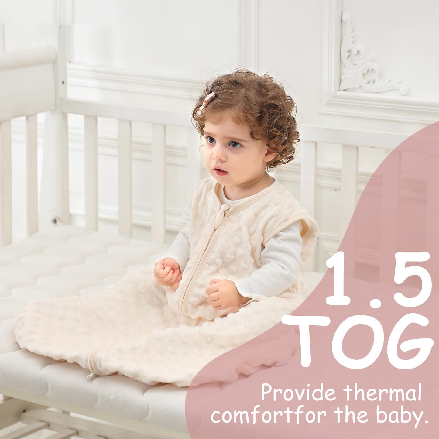 Looxii Baby Sleeping Bag Winter Cotton Winter Sleeping Bag 2.5 TOG Sleeping Bags Warm Baby Sleeping Bag Newborn for Autumn Winter Pink Rabbit 12-18 Months