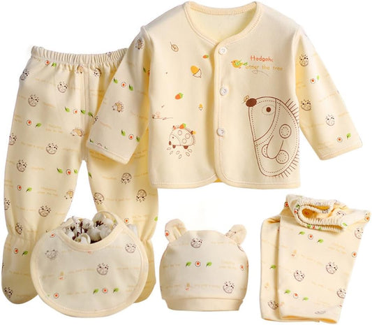 5 Stück Neugeborenen 0-3 M Jungen Mädchen Baby Baumwolle Kleidung Tops Hut Hosen Anzug Outfit Sets Eine Größe