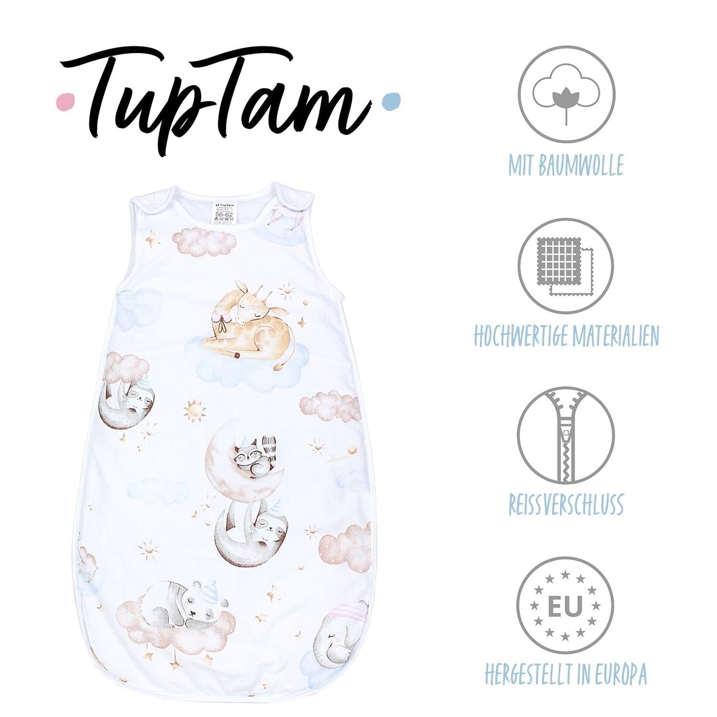 TupTam Baby Sleeping Bag 2.5 Tog - Oeko-Tex All-Year Sleeping Bag Children with Side Zip, Sleeveless