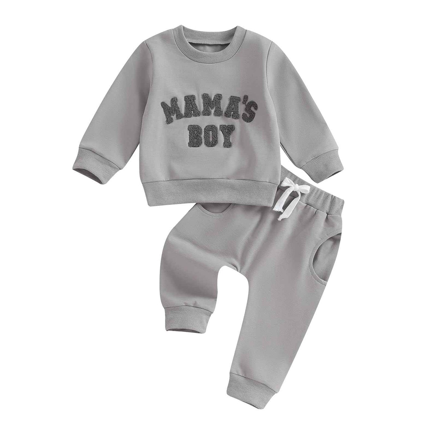 Geagodelia Baby Boys Clothing Outfit Baby Clothing Set Long Sleeve Sweatshirt + Trousers Newborn Soft Baby Set Mama's Boy 2-Piece