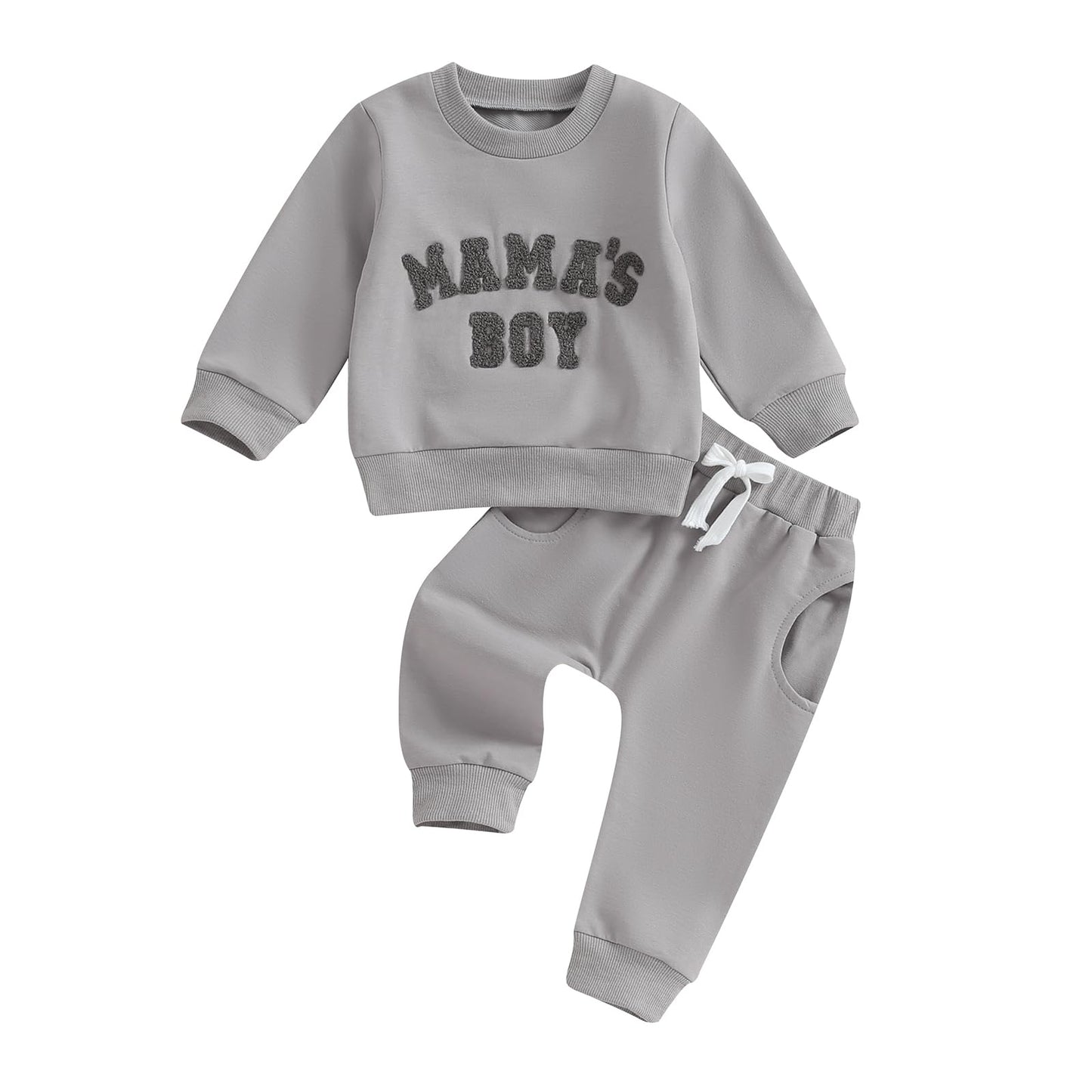 Geagodelia Baby Boys Clothing Outfit Baby Clothing Set Long Sleeve Sweatshirt + Trousers Newborn Soft Baby Set Mama's Boy 2-Piece