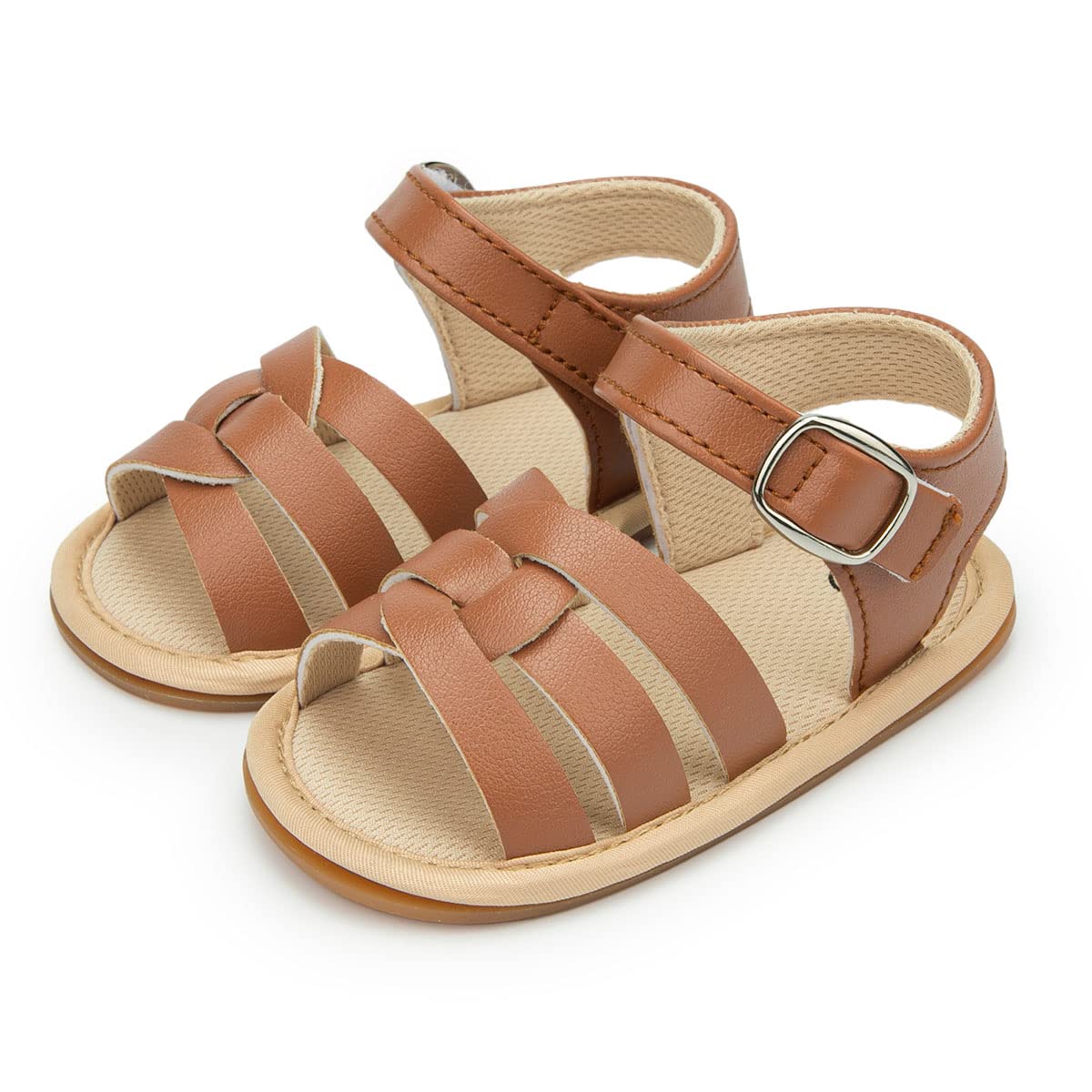 Sonsage Infant Baby Girls Boys Summer Sandals Newborn Bow Crib Sandals Outdoor Beach Toddler PU Leather Soft Rubber Sole Dress Flat First Walking Shoes, a01 Black, 3-18 Months