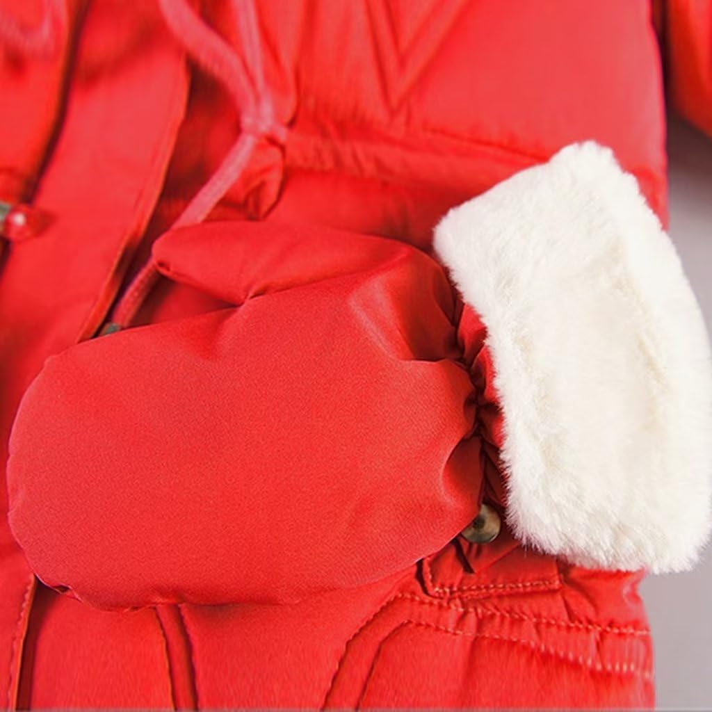 linboo Children's Winter Jacket Girls Jacket Lined Warm Winter Coat Outdoor Hooded Jacket Windproof Parka with Plush Gloves Quilted Jacket