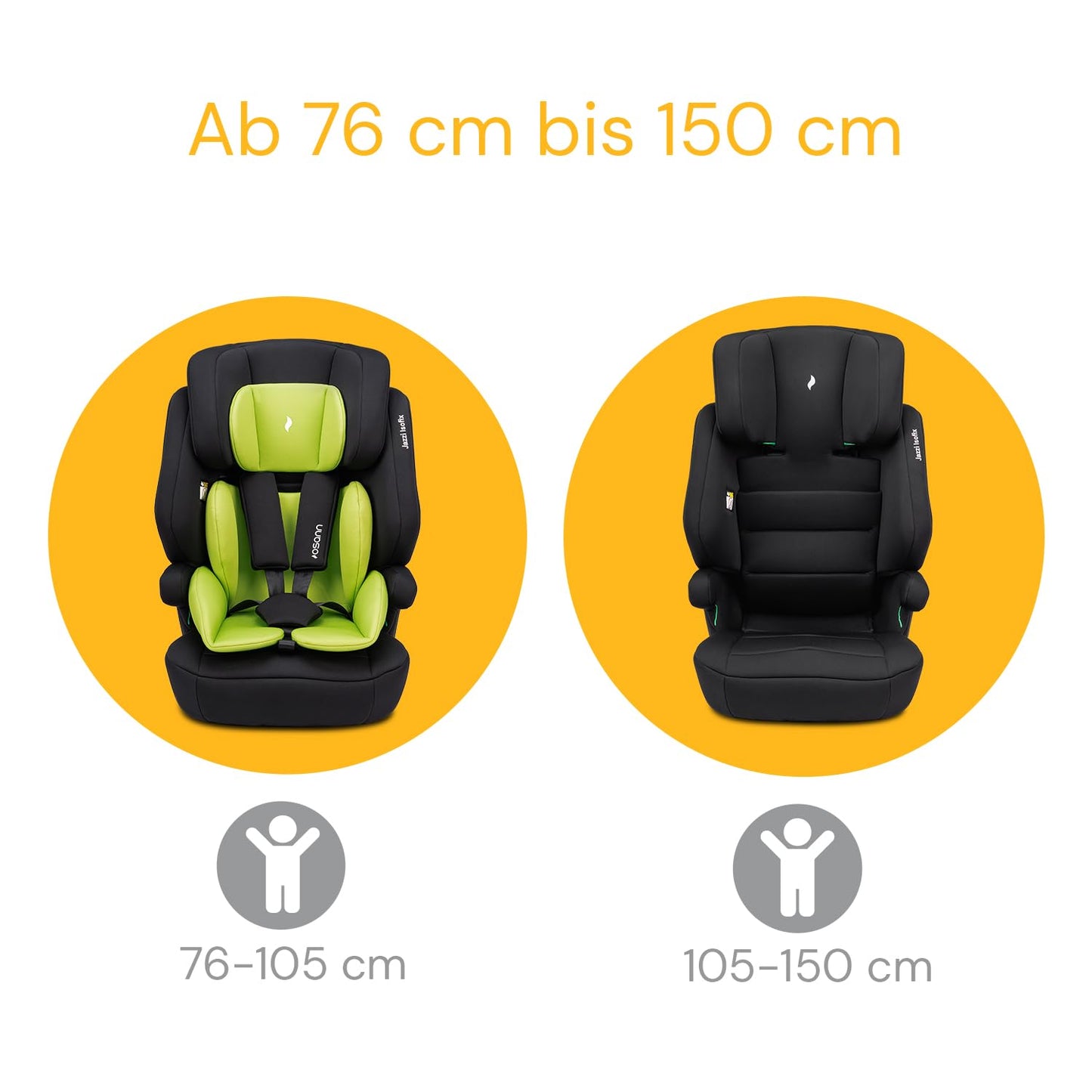 Osann Jazzi Isofix – Der sichere Kindersitz ab 1 Jahr (76–150 cm), mitwachsend mit Isofix & Top-Tether, Schutz & Geborgenheit auf jeder Fahrt - Sunset