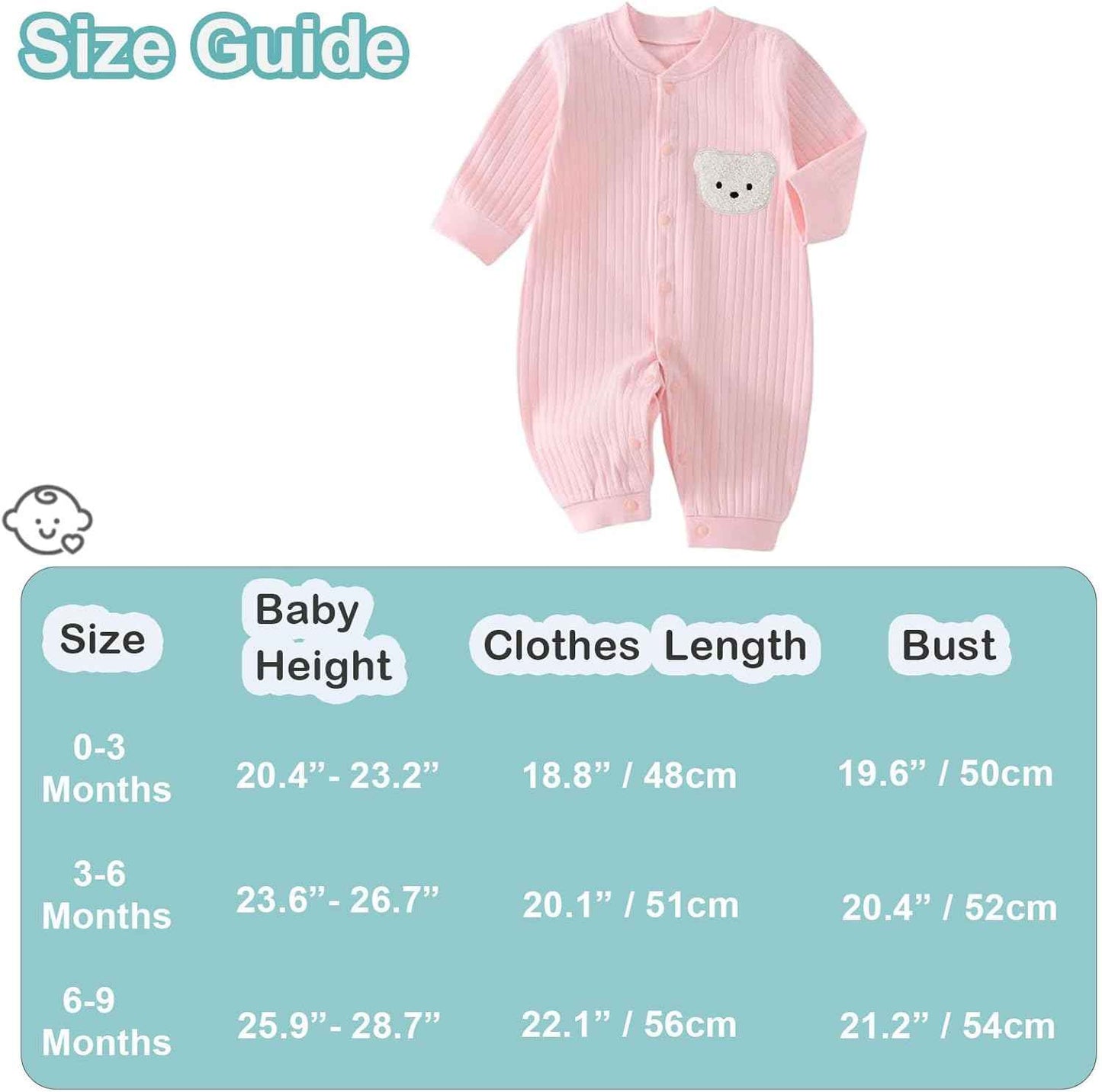 KeCool Unisex Baby Clothing Newborn 100% Cotton Soft Long Sleeve Romper Baby Bodysuits Newborn Clothes for Boys and Girls, Comfortable Baby Romper Newborn Clothing Boys Girls