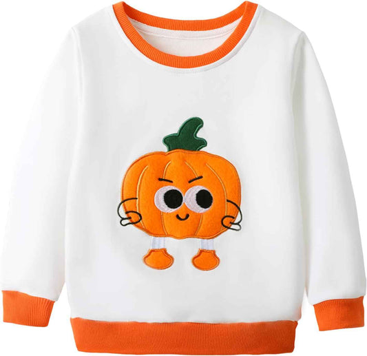 HILEELANG Halloween-Kürbis-Sweatshirt für Kleinkinder, Herbst- und Thanksgiving-Pullover für Jungen und Mädchen, niedliches Herbst-Outfit, Größen 18 - 7 Jahre