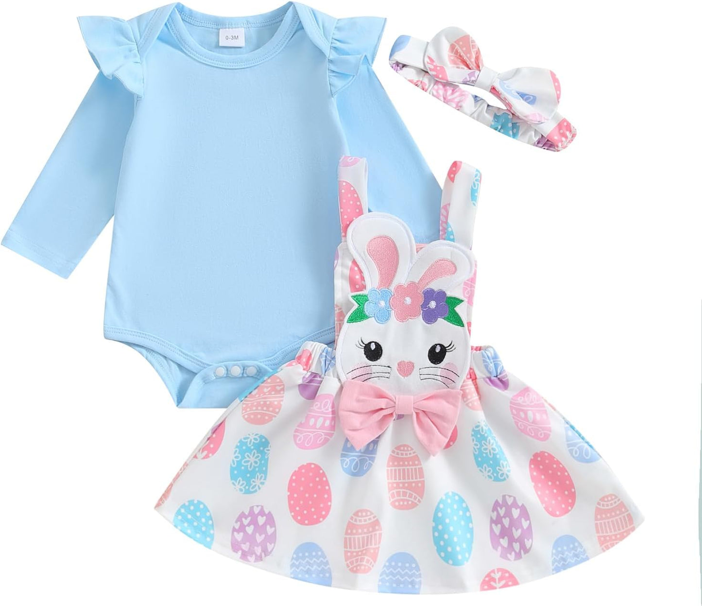 ESSECMBS Infant Baby Girl Halloween Romper Skirt 3 Pieces Clothing Set Long Sleeve Ruffle Shoulder Body Braces Pumpkin Ghost Skirt Headband Girls All Saints Clothing