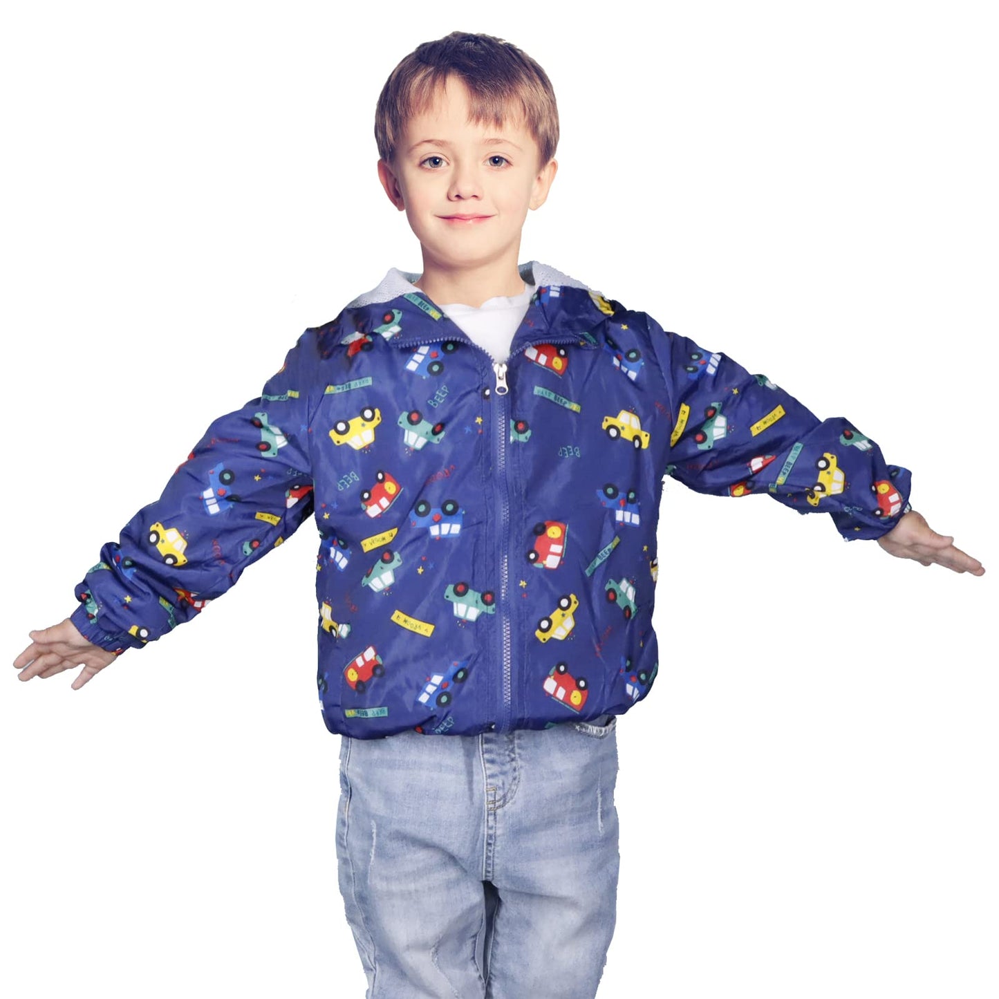 JinBei Jacke Baby Junge Kinder Jacken Kapuzen Sweatjacke Kapuzenjacke Cartoon Aufdruck Jungen Winddicht Mantel Windjacke Übergangsjack Frühling Herbst Outwear Softshelljacke 1-7 Jahre