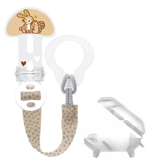 MAM Schnuller, anpassbar an alle Arten von Schnullern, Beißringen und Spielzeug, verstellbare Länge, inklusive Saugerabdeckung, waschbar, neutral, 1 Stück, sortiert