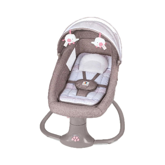 Sianldcone Babywiege, Stubenwagen Baby Kleinkind Wiege, Beistellbett Baby, Faltbar Convertible Co-Sleeping Babybett mit Musik, 5-schwankende Zahnräder (HR00 Pink)