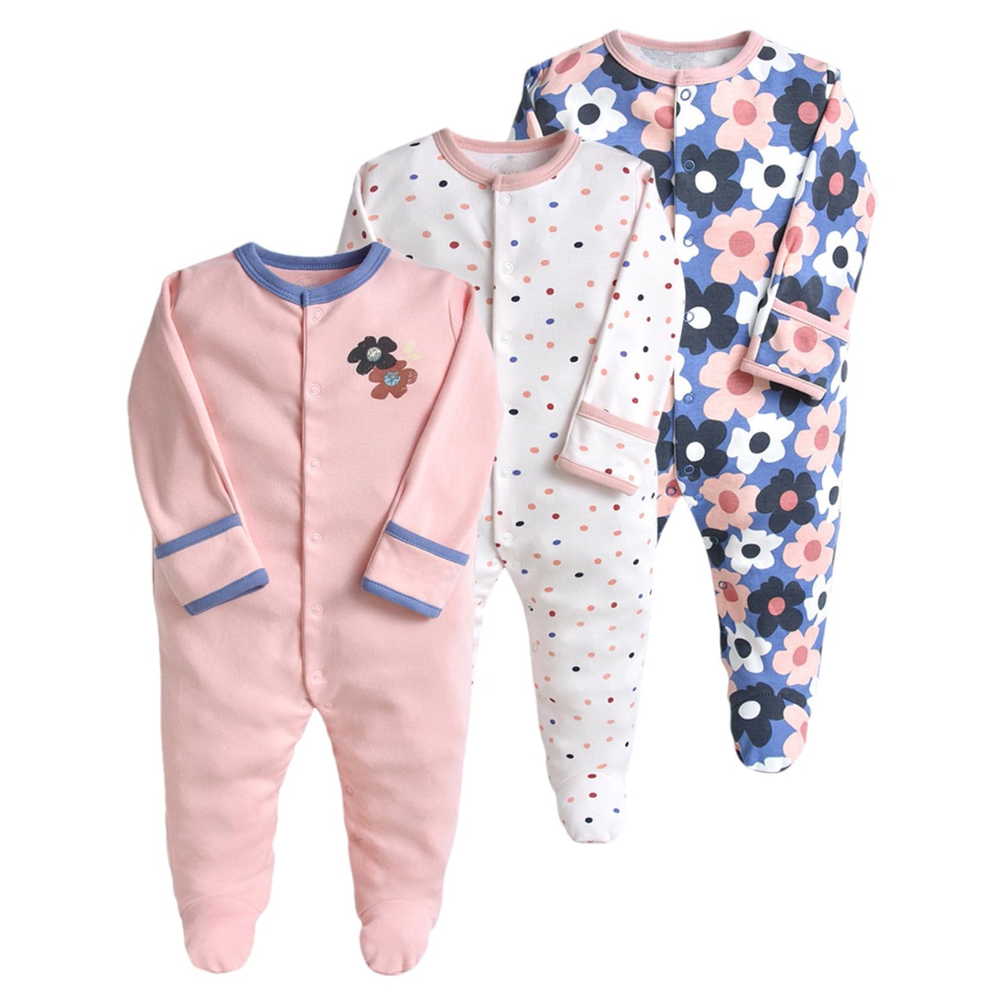 amropi Baby Mädchen Schlafstrampler 3er Pack Jungen Pyjamas Baumwolle Overalls Strampler für 0-12 Monate