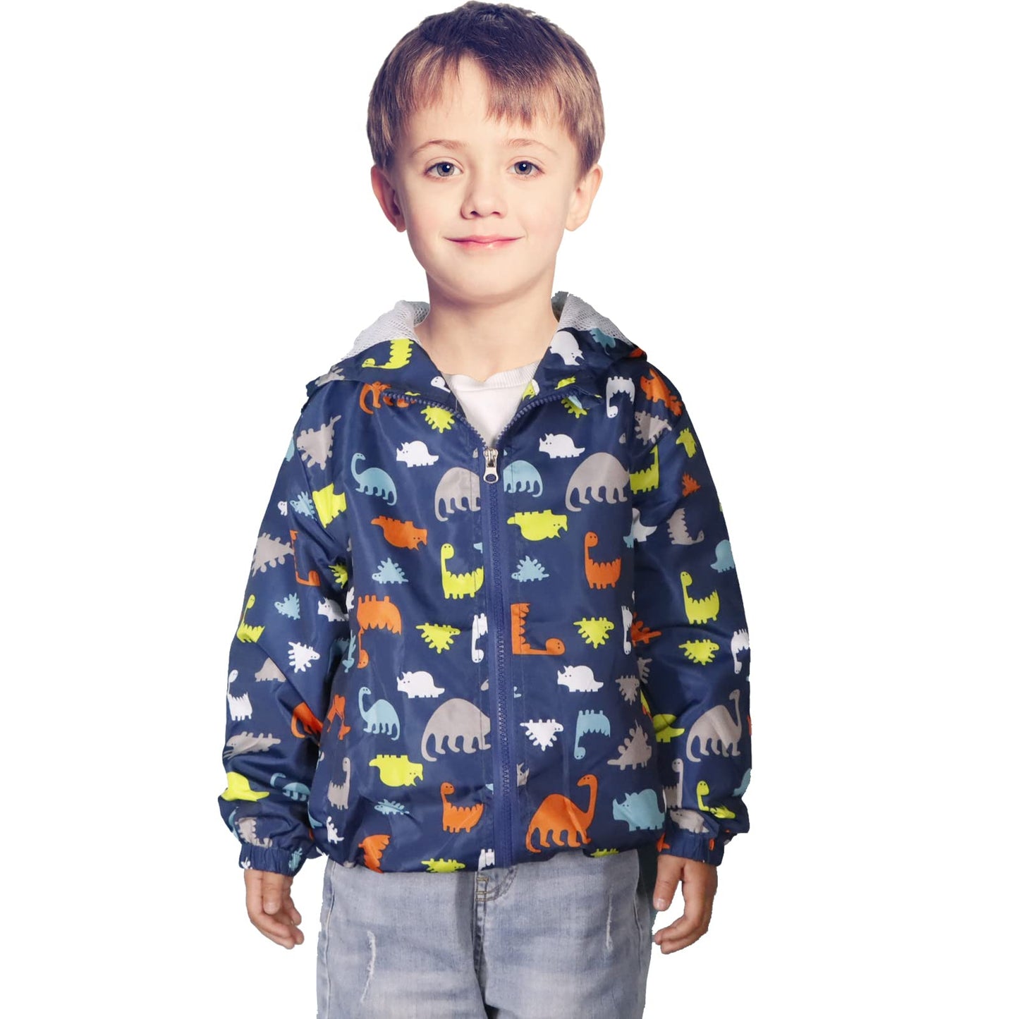 JinBei Jacke Baby Junge Kinder Jacken Kapuzen Sweatjacke Kapuzenjacke Cartoon Aufdruck Jungen Winddicht Mantel Windjacke Übergangsjack Frühling Herbst Outwear Softshelljacke 1-7 Jahre