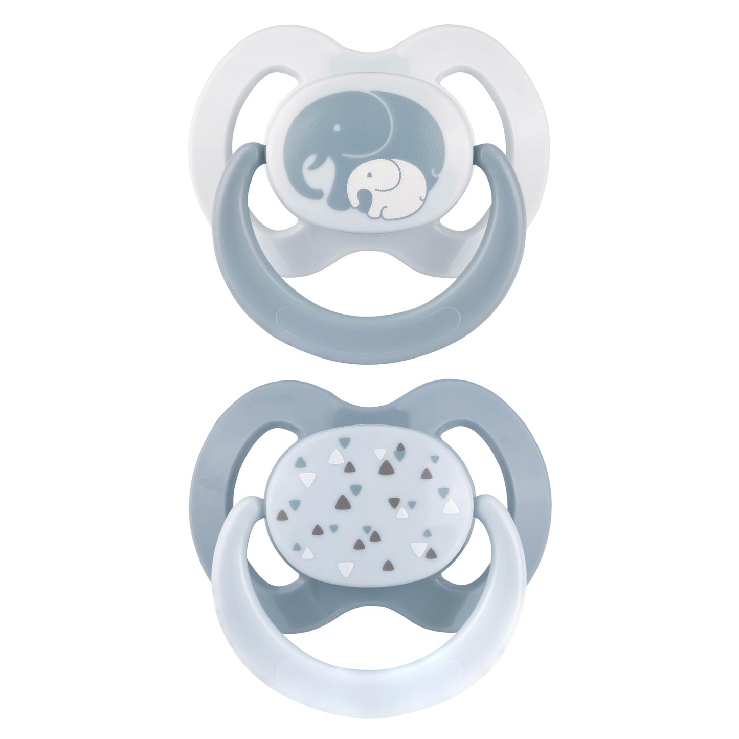 babynova Silikon Schnuller 2er-Set mit Sterilisationsbox - Schnuller Größe 1, 0-6 Monate - kiefergerechter Nuckel – BPA-frei – Made in Germany - Elefanten