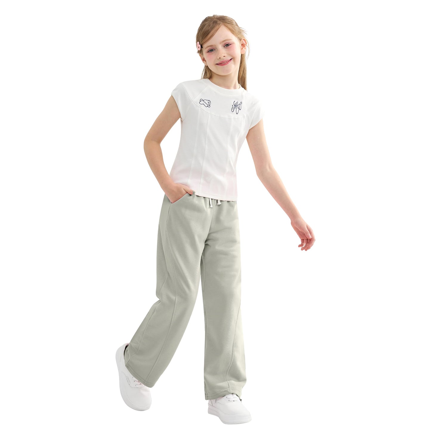 Rolanko Mädchen-Jogginghose mit Elastischem Bund, Lockere Passform, Sport-Jogginghose für Kinder, Lässiger Komfort