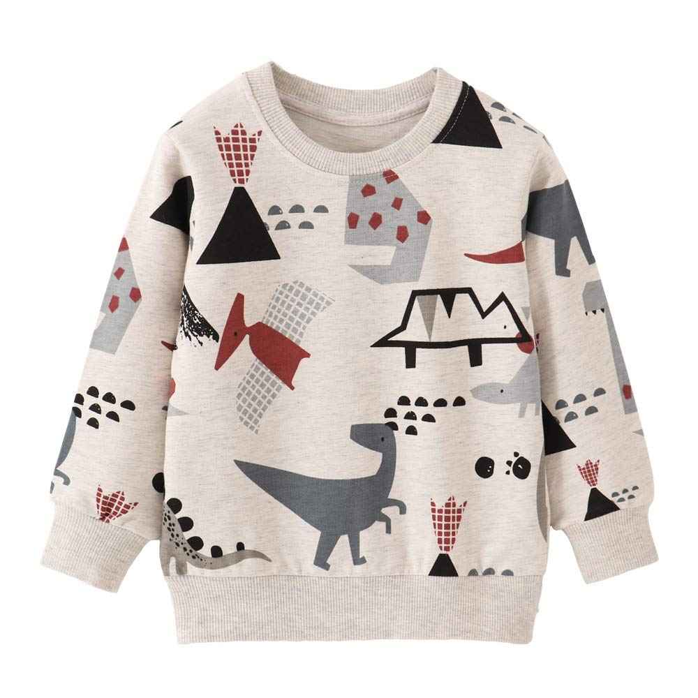 EULLA Children's Boys' Pullover Sweatshirt Long Sleeve Cotton Dinosaur Excavator Tractor Planets Winter Tops 1-7 Years 92 98 104 110 116 122