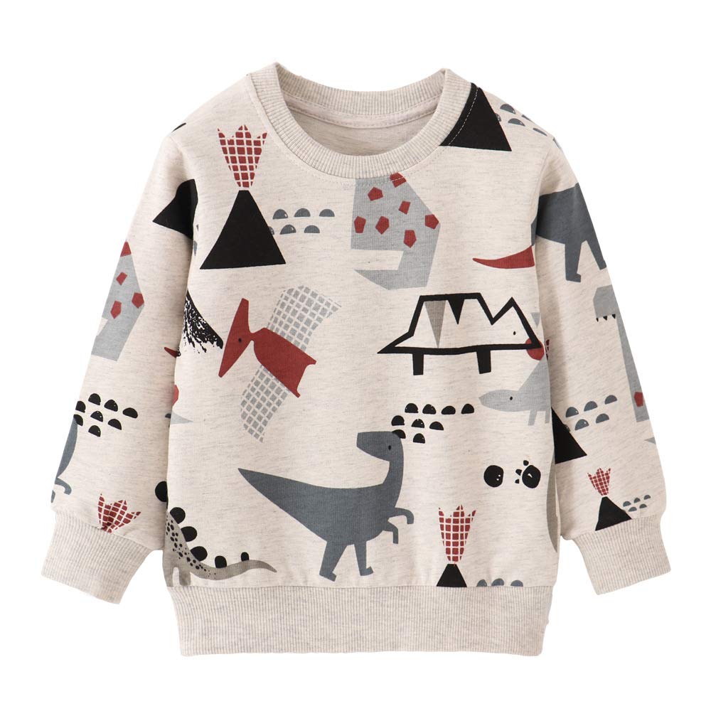 EULLA Children's Boys' Pullover Sweatshirt Long Sleeve Cotton Dinosaur Excavator Tractor Planets Winter Tops 1-7 Years 92 98 104 110 116 122