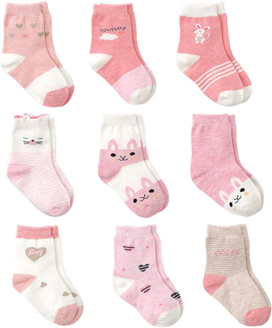 Rosa Baumwolle Baby Mädchen Socken,9 Paar Süß. Kleinkind Mä dchen Socken mit Griffen