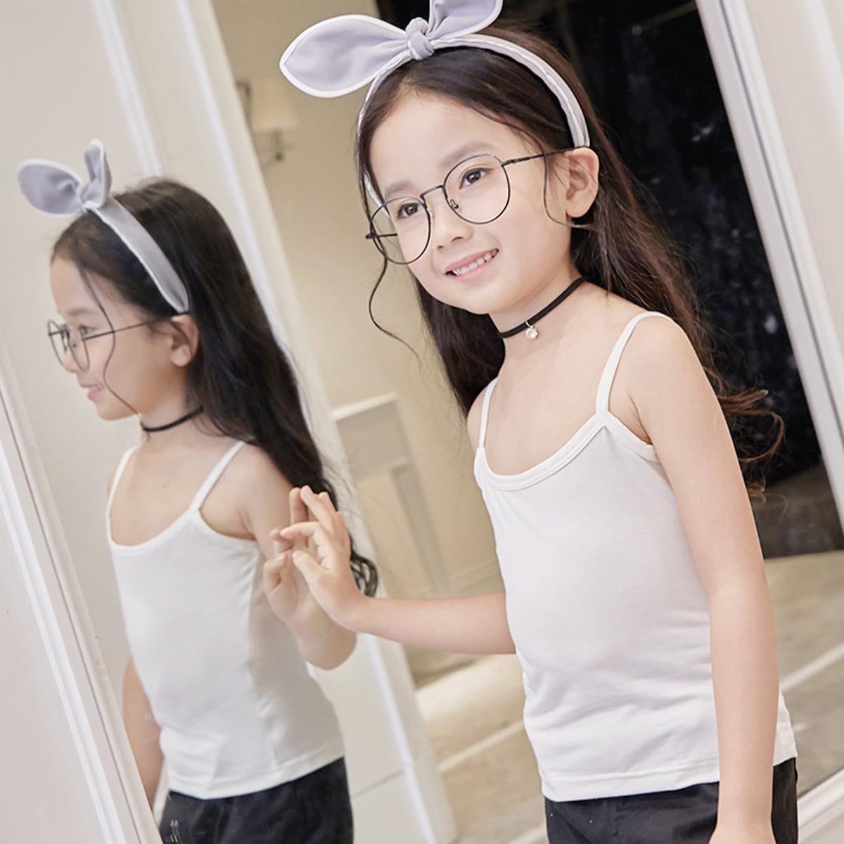 Lohhbve 4-Pack Kids Classic Solid Camisole Undershirts for 2-10 Years Toddler Girls Cotton Racerback Tank Top Multipack