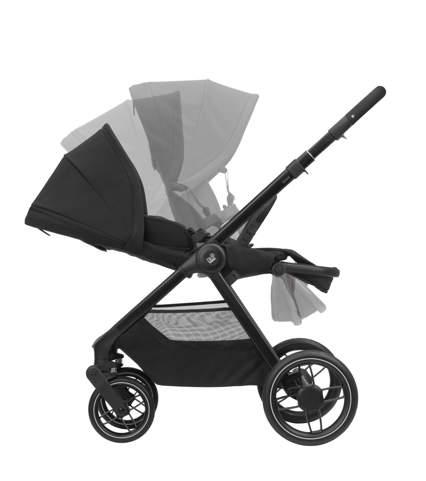 Maxi-Cosi Oxford Plus Baby Stroller 2 in 1 Set with Carrycot 0-4 Years 0-22kg Compact Folding Soft Suspension 3 Reclining Positions 10kg Storage Basket Twillic Graphite
