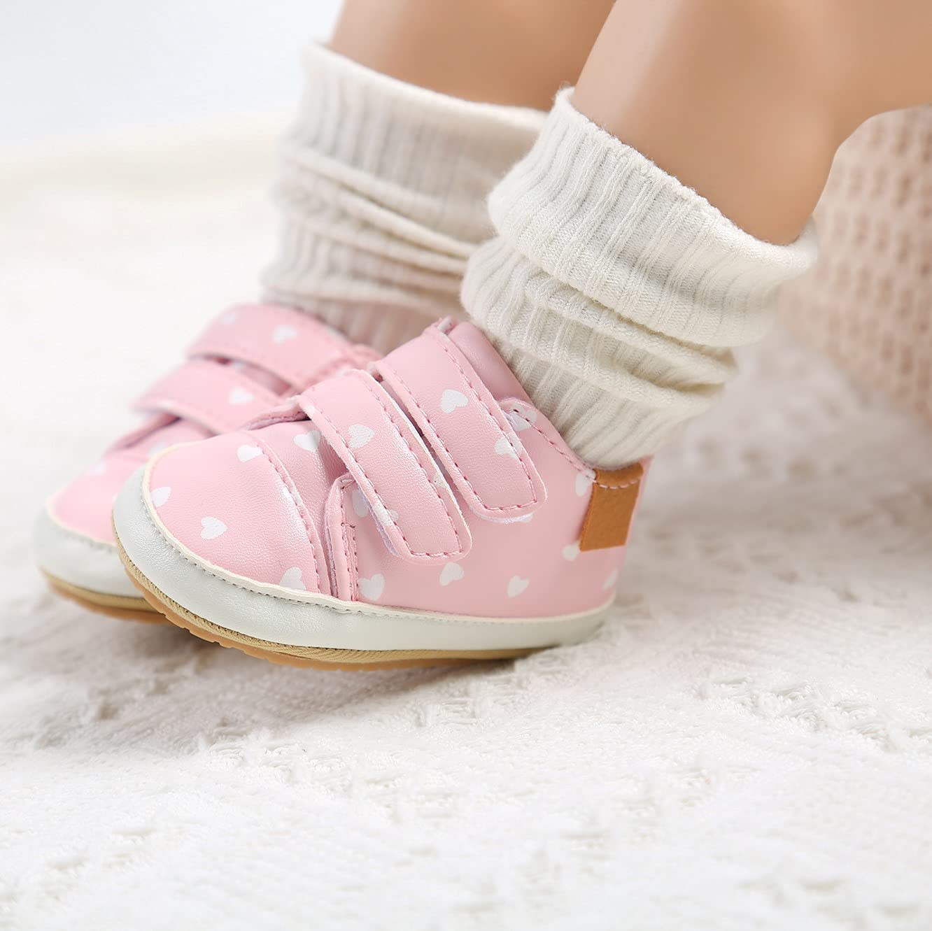 BABSMULY Baby Shoes for Boys Girls Non-Slip Rubber Sole High Top PU Leather Sneakers Toddler Crib Shoes Newborn Loafers Flats.