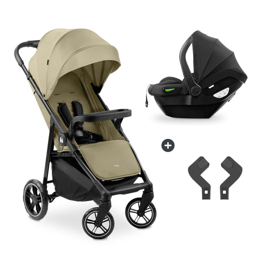 hauck 3in1 Kinderwagen Set Shop N Care Trio Set inkl. Buggy, Babywanne, Babyschale ab Geburt bis 22 kg, Klein Zusammenklappbar, Liegefunktion, Getränkehalter & Tablett, UV-Schutz 50+ (Grey)