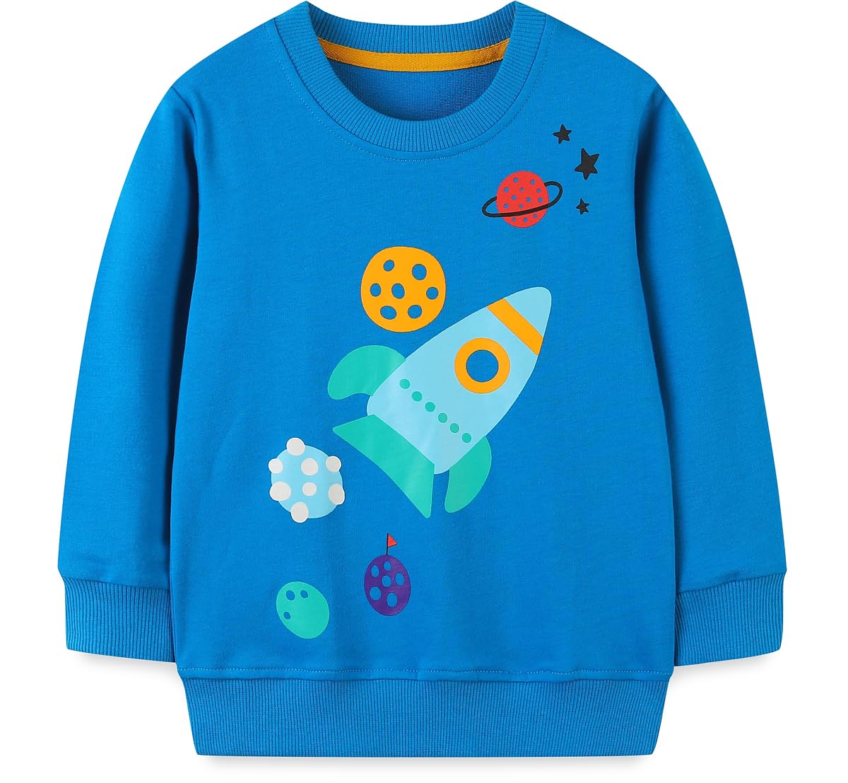 EULLA Children's Boys' Pullover Sweatshirt Long Sleeve Cotton Dinosaur Excavator Tractor Planets Winter Tops 1-7 Years 92 98 104 110 116 122