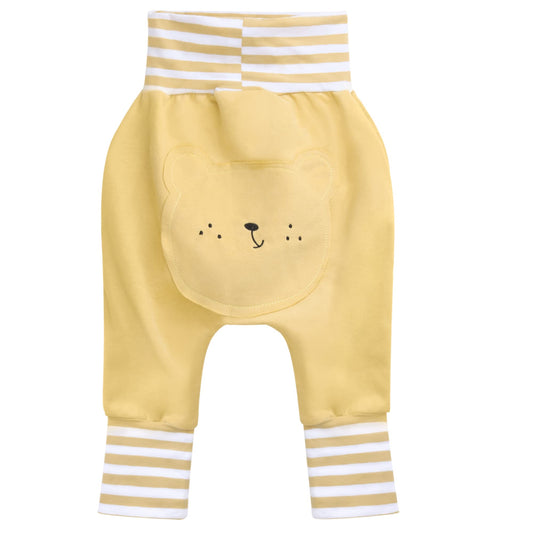 Baby Boys Girls Cotton Grow Trousers Pump Trousers Elastic High Waistband Baby Trousers Casual Jogging Bottoms Soft Comfort Baby Trousers - Bear Pattern Plain Manufacturing Size 73/80/90/100