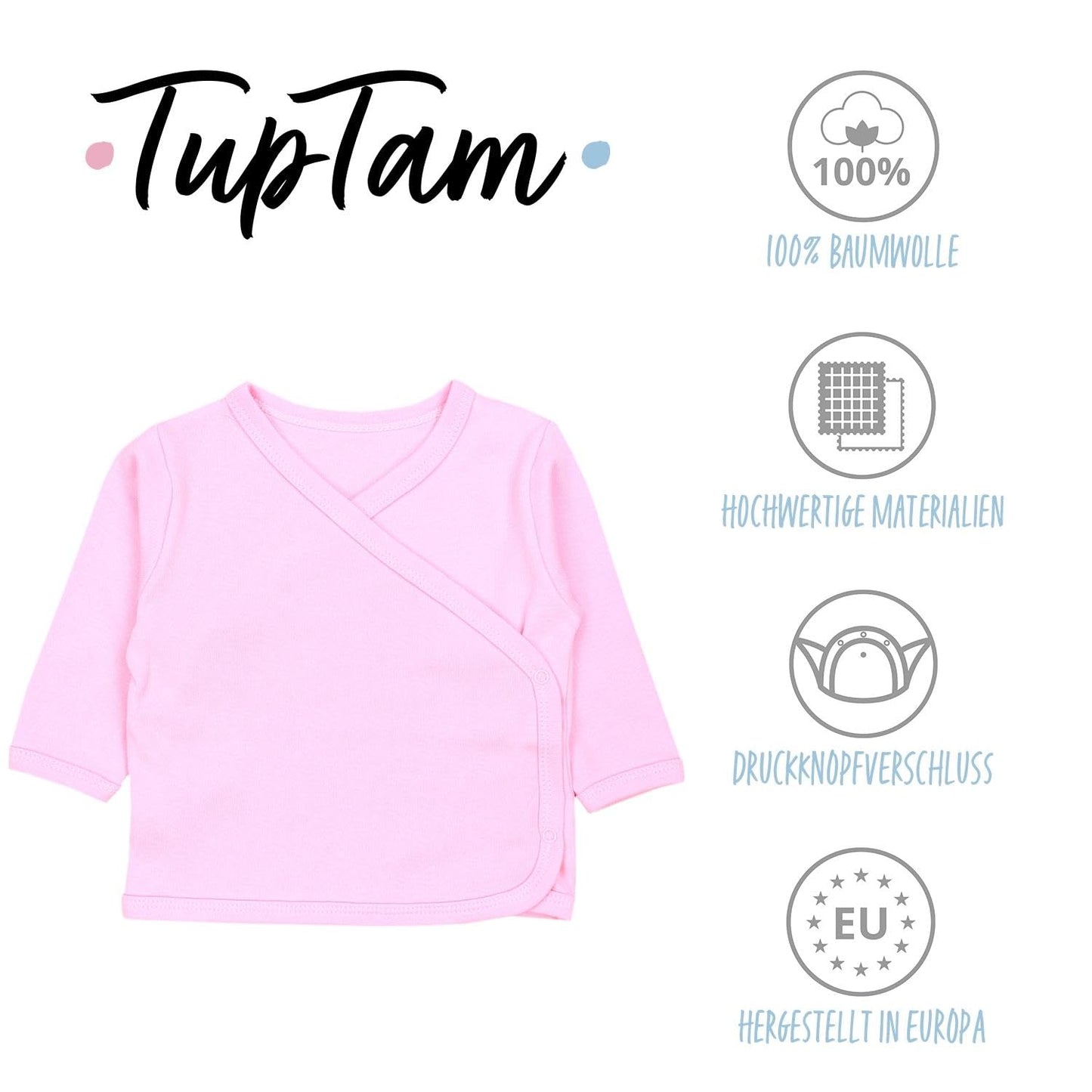 TupTam Baby Mädchen Langarm Wickelshirt Baumwolle 5er Set
