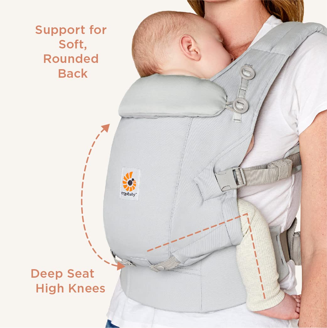 Ergobaby Adapt Babytrage für Neugeborene ab Geburt, 3-Positionen SoftFlex Mesh Ergonomische Babybauchtrage Rückentrage Baby-Tragetasche, Natural Beige, 1 Einheit