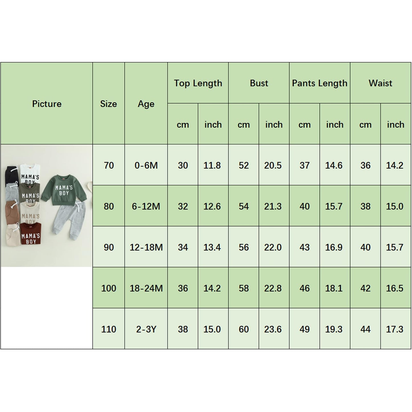 Geagodelia Baby Boys Clothing Outfit Baby Clothing Set Long Sleeve Sweatshirt + Trousers Newborn Soft Baby Set Mama's Boy 2-Piece