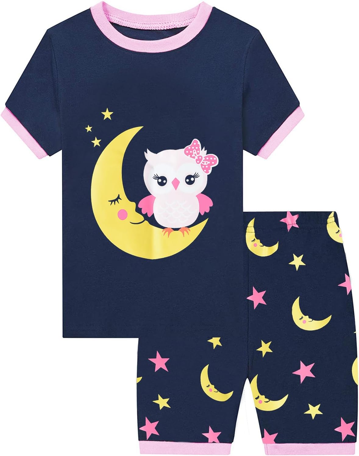 EULLA Mädchen Schlafanzug Kinder Kurz Einhorn Dino Katze Prinzessin Hase Pyjama Set Sommer Kleidung Zweiteiliger Nachtwäsche Baumwolle 92 98 104 110 116 122