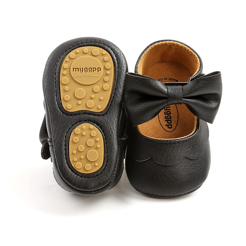 MASOCIO Babyschuhe für Mädchen mit Schleife – Rutschfeste Party Ballet Flats für Kleinkinder