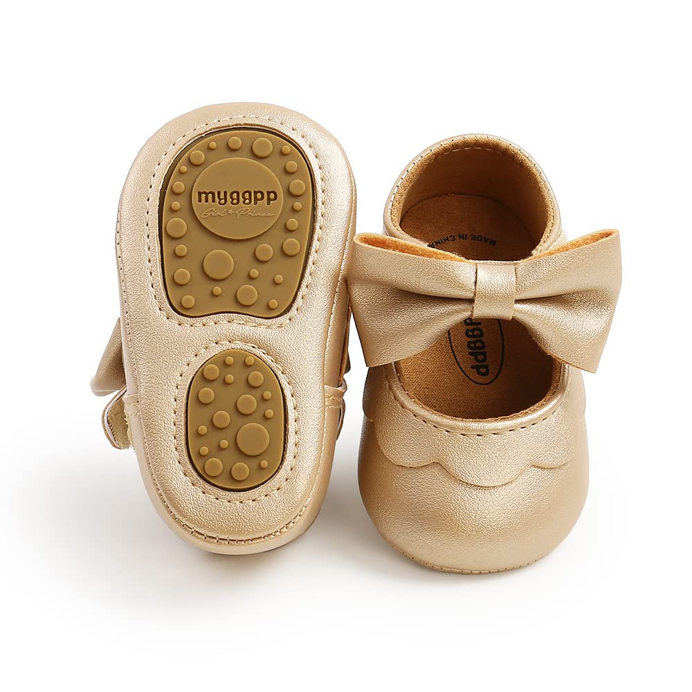 MASOCIO Babyschuhe für Mädchen mit Schleife – Rutschfeste Party Ballet Flats für Kleinkinder