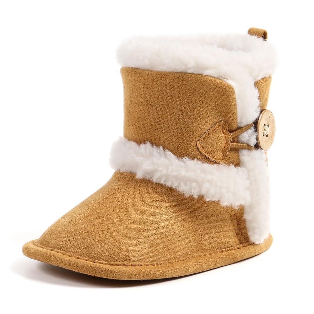 Baby Winter Warm Snow Boots Newborn Baby Girls Boys Soft Sole Buttons Fleece Boots Infant Toddler First Walker Shoes