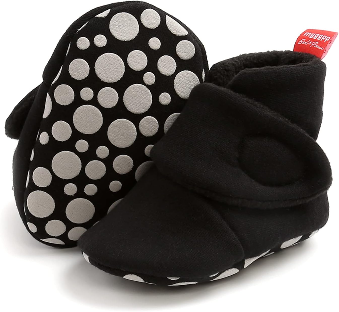 EDOTON Unisex-Baby Neugeborenes Fleece Booties, Baby Jungen Mädchen Weiche Sohlen Streifen Bootie Kleinkind Stiefel Niedlich Stiefel Socke Einstellbar