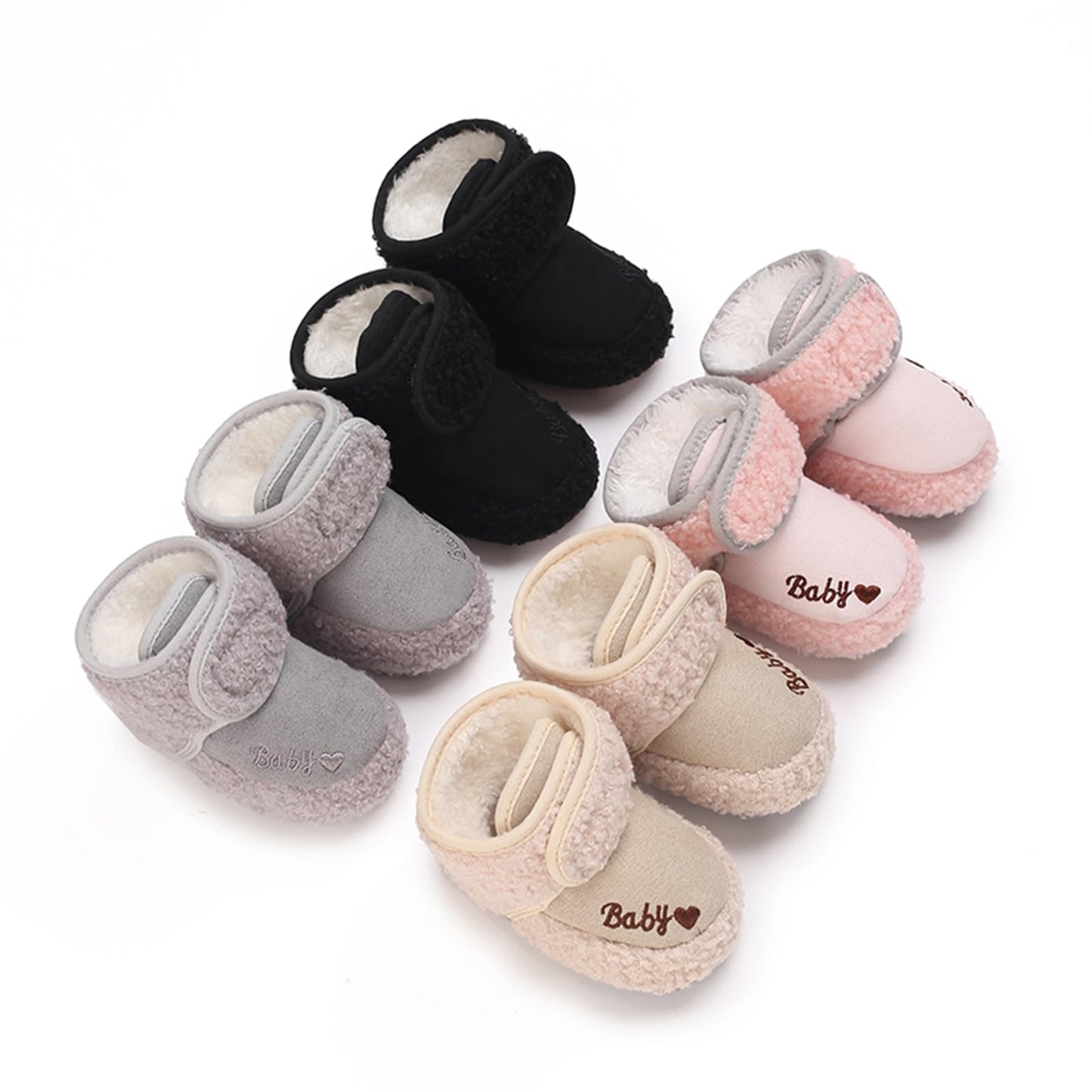 TMEOG Baby Winter Shoes Thermal Baby Shoes Crawling Shoes Fleece Baby Boots Non-Slip Warm Booties Baby Boots Lined Newborn Walk Shoes for Girls Boys 0-18 Months