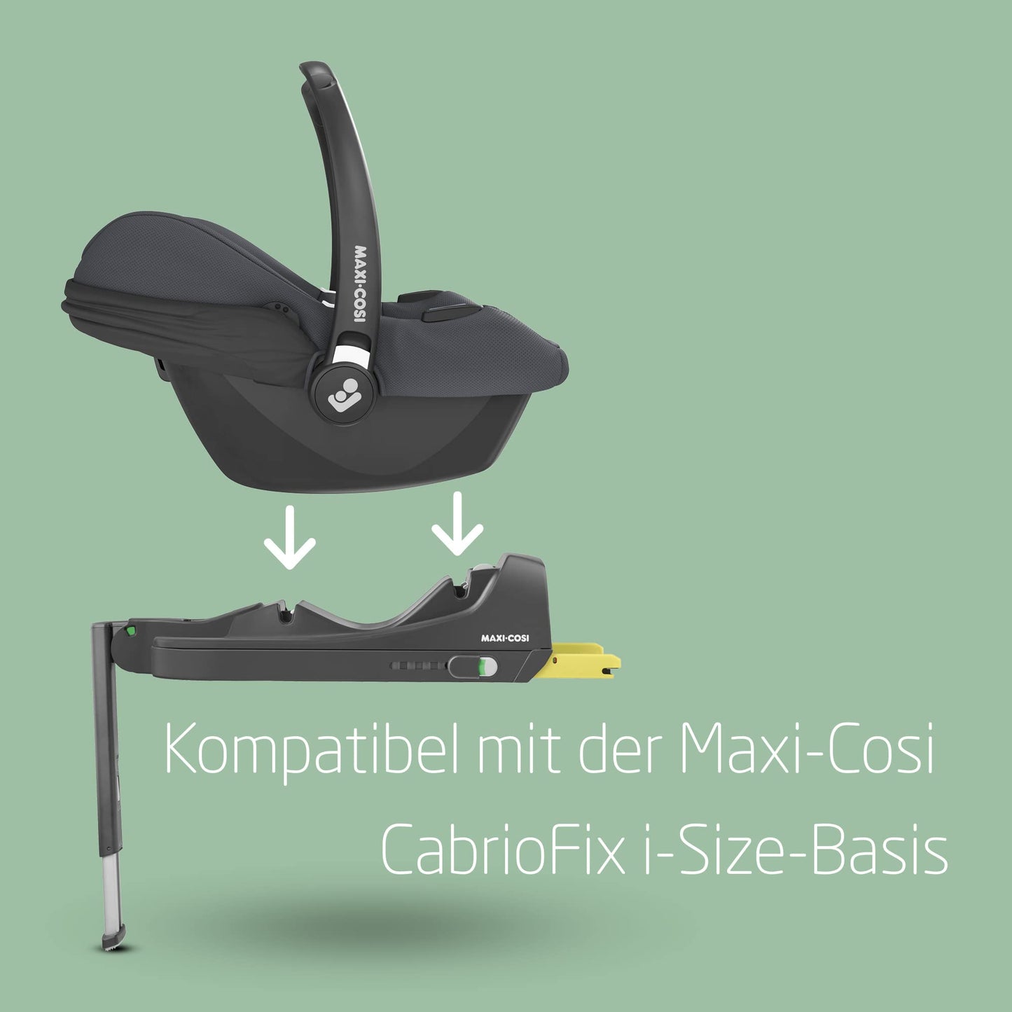 Maxi-Cosi CabrioFix i-Size, Babyschale, 0–12 Monate, max. 12 kg, leichter i-Size Kindersitz (3,2 kg), Sonnenverdeck, gepolsterter Sitz, für viele Maxi-Cosi Kinderwagen, Essential Green - Meloni2