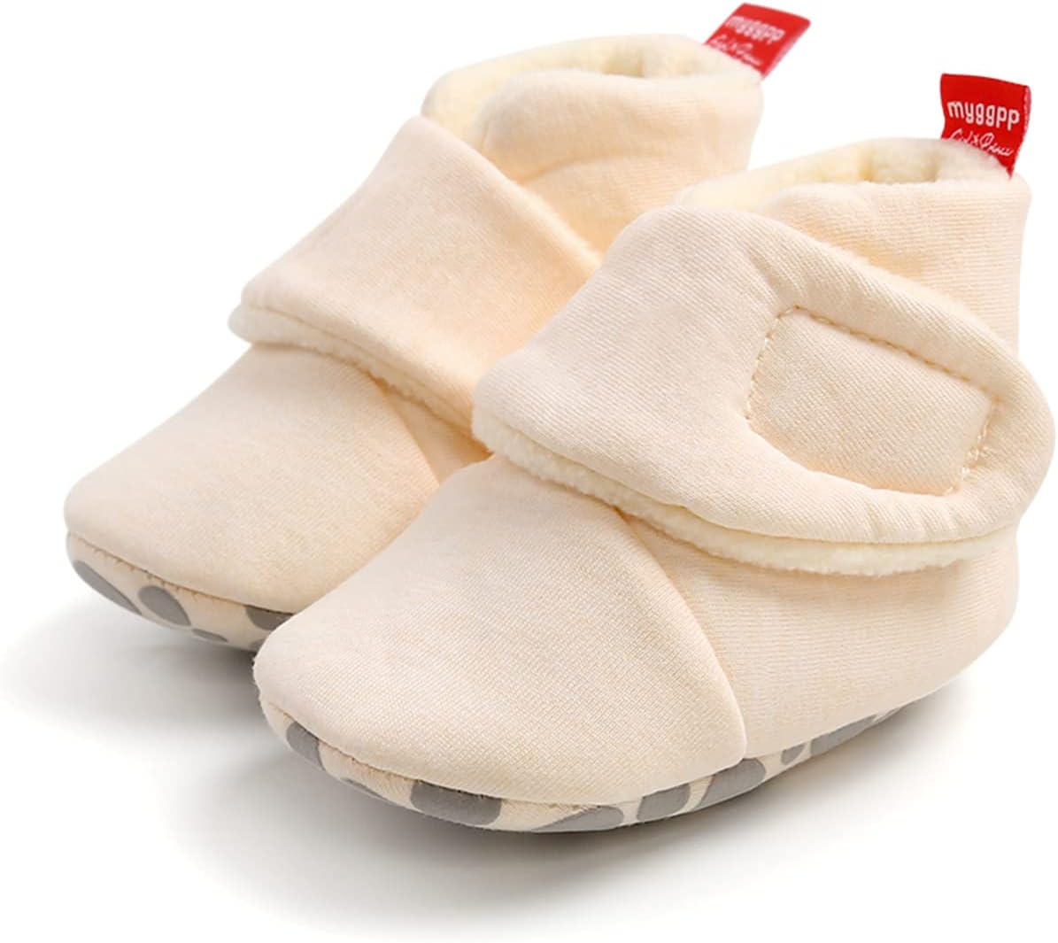 EDOTON Unisex-Baby Neugeborenes Fleece Booties, Baby Jungen Mädchen Weiche Sohlen Streifen Bootie Kleinkind Stiefel Niedlich Stiefel Socke Einstellbar
